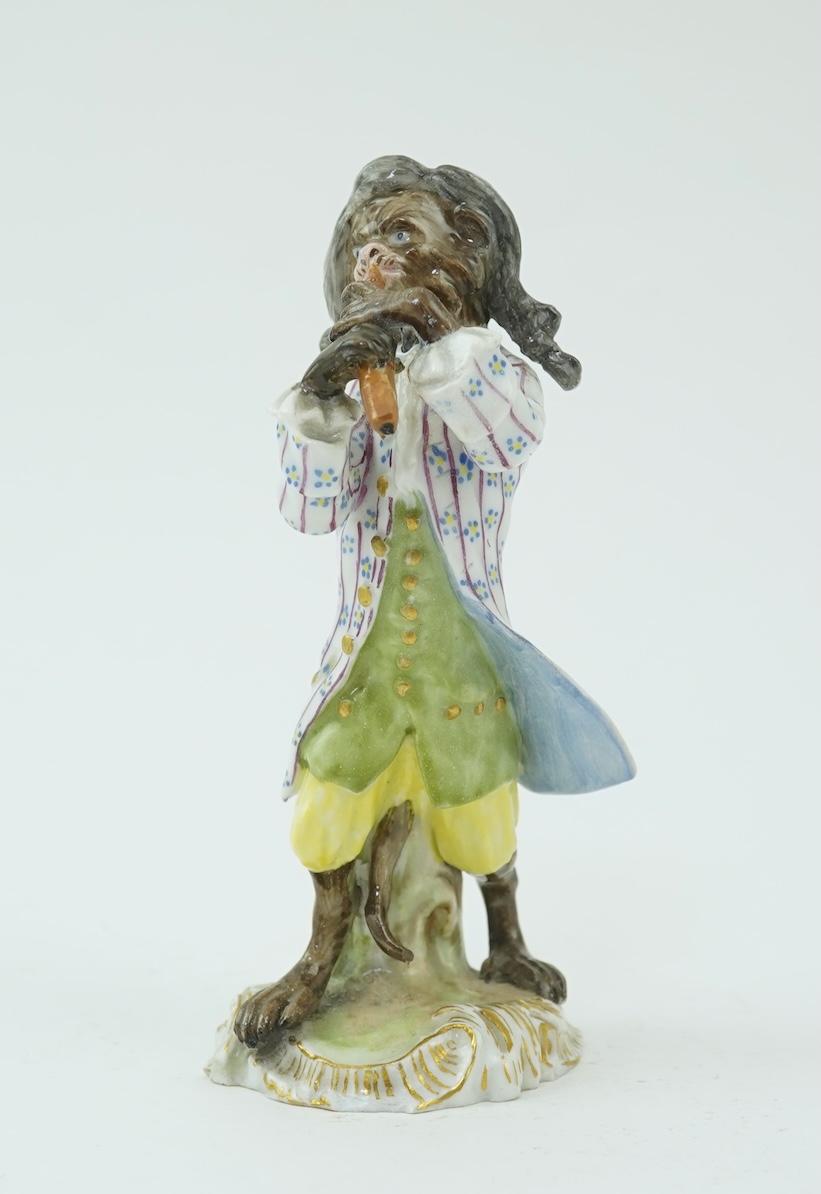 A Meissen monkey band figure of a piccolo player modelled after J. J. Kaendler, 19th century